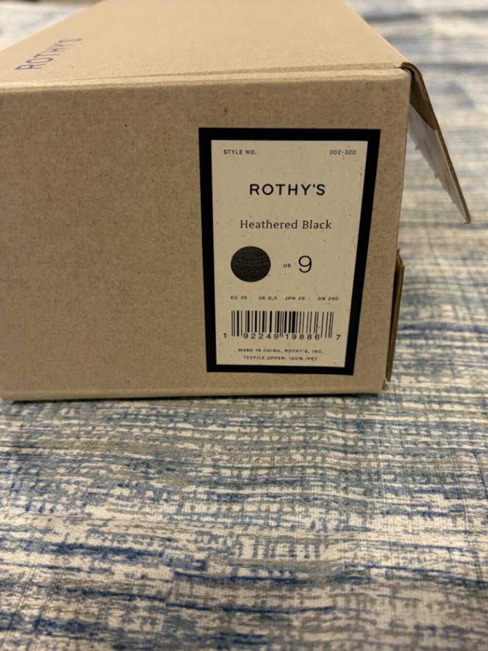 Rothy's Black Pointed Knit Flats with Blue Trim - Picture 5 of 8